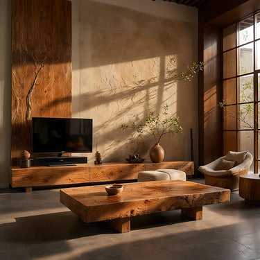 Live Edge Solid Wood Coffee Table for Modern Rustic Living Room