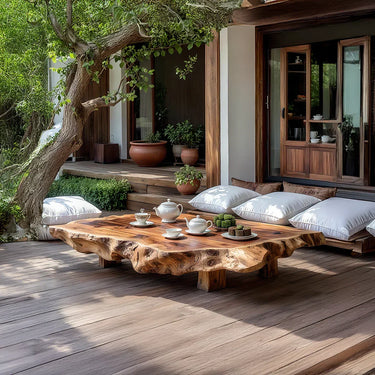 Live Edge Solid Wood Tea Table for Japanese Floor Seating