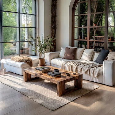 Solid Wood Block Coffee Table Rustic Minimalist Low Center Table