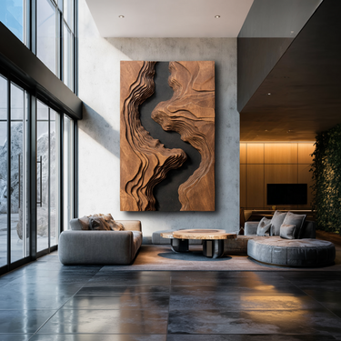 Layered Canyon Flow Vertical Wall Art with Sculpted Contour Depth