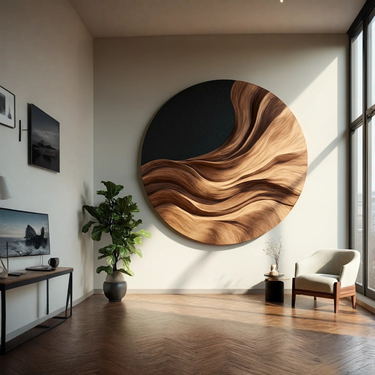 Flowing Grain Round Wood Wall Art for Modern Interior Statement