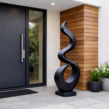 Tall Twisted Black Wood Sculpture Modern Abstract Garden & Indoor Statement Art