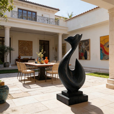 Abstract Sculptural Form in Natural Wood with Flowing Silhouette