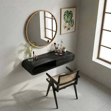 Minimal Makeup Vanity Table With Storage in Natural Wood