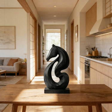 Abstract Horse Wood Sculpture Flowing Curve Artistic Decor