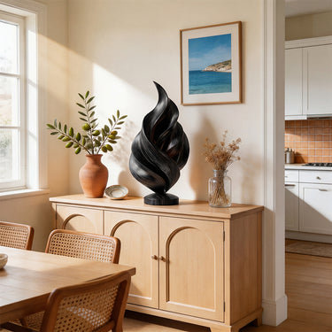 Abstract Spiral Wood Sculpture with Layered Twisting Form