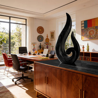 Sculptural Spiral Form in Natural Wood with Elongated Curved Silhouette