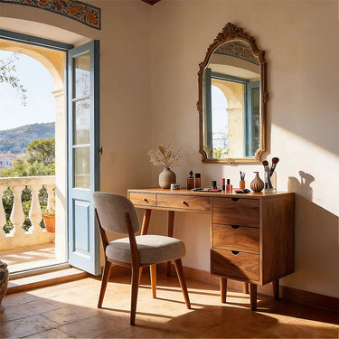 Handcrafted Vanity Desk with Integrated Drawers
