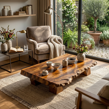 Live Edge Solid Wood Tea Table Low Floor Coffee Table