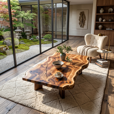 Natural Live Edge Wood Coffee Table Organic Slab Center Table
