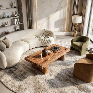 Handcrafted Solid Wood Coffee Table Rustic Low Block Center Table