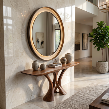Sculptural Arch Console Table with Interwoven Organic Base