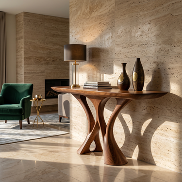 Sculptural Arch Console Table with Interwoven Organic Base