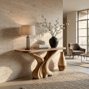 Twisted Wood Console Table With Rounded Top for Elegant Entryways