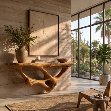 Asymmetric Aperture Floating Console Table