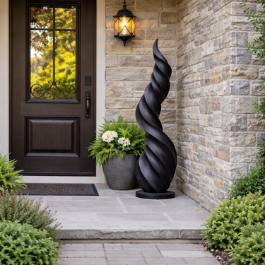 Twisted Solid Wood Floor Sculpture for Modern Entryway Decor