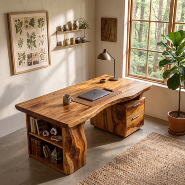 Modern Executive Desk With Storage Pedestal and Bookshelf Base