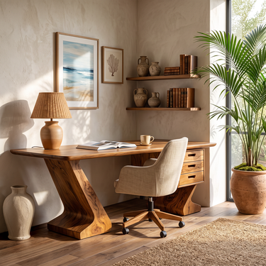 Executive Writing Desk With Integrated Drawer Pedestal