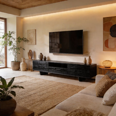 Wave Front TV Console With Open Media Storage