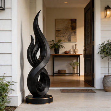 Flame Infinity Abstract Wood Floor Sculpture