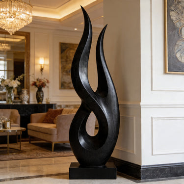 Flame Twist Openwork Abstract Wood Sculpture Decor