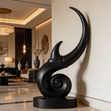 Moon Spiral Crest Wood Sculpture