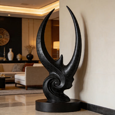 Celestial Crescent Spiral Wood Sculpture