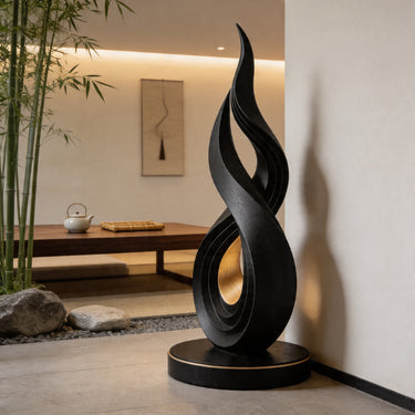 Layered Flame Infinity Wood Floor Sculpture