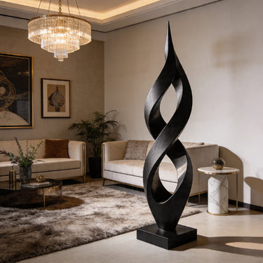 Twisted Helix Abstract Wood Sculpture Floor Decor