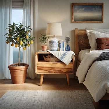 Minimalist Solid Wood Nightstand With Drawer And Display Shelf