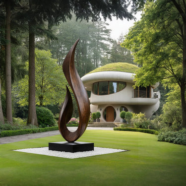 Large Abstract Wood Garden Sculpture Hand Carved Solid Wood Outdoor Statue