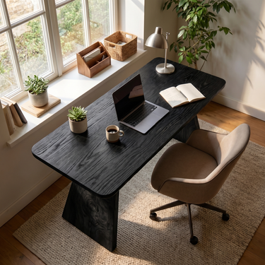 Modern Trestle Desk With Sculptural Wood Base
