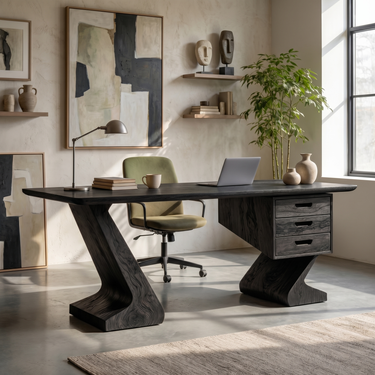 Executive Writing Desk With Integrated Drawer Pedestal