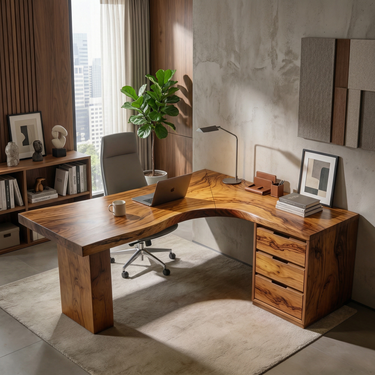 Corner Executive Desk With Integrated Drawer Storage