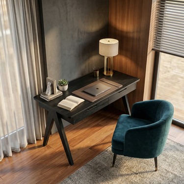 Mid Century Writing Desk With Dual Drawers