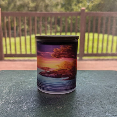 Stunning Sunset Design Candle Holder With A Battery Operated Flickering Tea Light, Unique Candle Holder, Trinket Jar, Nature 