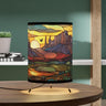 SW Desert Sunset Desk Table Lamp | Stained Glass Effect | Southwest Cactus Americana Sunrise Landscape Colorful Unique Home A