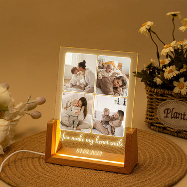 Peronalized Photo Night Light, Custom Photo Collage Frame Lamp, Wedding Gift for Couple, Gift for Mom, Valentines Day Gift, A