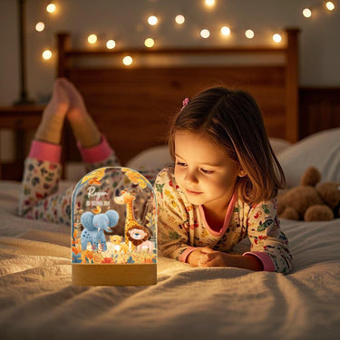 Personalised LED Animal Lamp,Safari Jungle Animals Light,Kids Night Light Gift,Easter Gifts for Kids,Kids Bedroom Nursery Tab