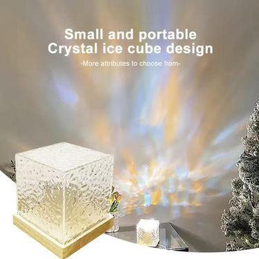 Crystal Water Ripple Lamp - 3/16 Colors Water Projector Night Light, Acrylic Cube, USB Rotating Light for Bedroom &amp; Livin