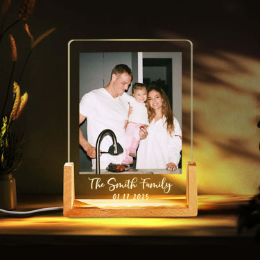 Personalized Photo LED Night Light, Custom Photo Night Light Plaque, Couple Photo Lamp, Anniversary Gift, Family Photo Gift, 