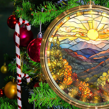 Mountain Landscape Acrylic LED Lamp Glowing Nature Hanging Light Sunrise Sunset Decor Fall Forest Wall Art Nature Lover Gift 