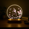 Personalized Name Night Light, Butterfly Flower LED Lamp, Custom Acrylic Light with Wooden Base, Gift for Her, Bedroom Decor