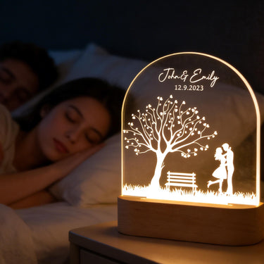 Personalized Love Tree LED Night Light, Custom Name &amp; Date Night Light, Couple LED Lamp, Wedding Anniversary Gift, Valent