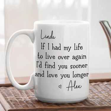 If I Had My Life To Live Over Again I'd Find You Sooner Coffee Mug, Personalized Name Couple Mug, Anniversary Gift For Wife H