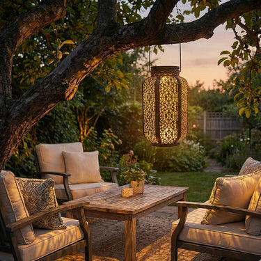 Vintage Solar Hanging Lantern: Rustic Outdoor Patio Light