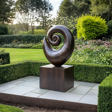 Spiral Solid Wood Floor Sculpture with Handcrafted Organic Form