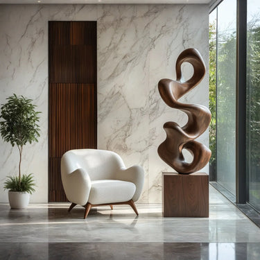 Artistic Pedestal Sculpture With Open Form for Luxury Interiors