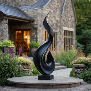 Flame Inspired Garden Accent in Natural Wood for Outdoor Entryways