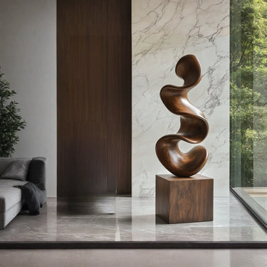 Fluid Modern Sculpture on Pedestal for Refined Interiors